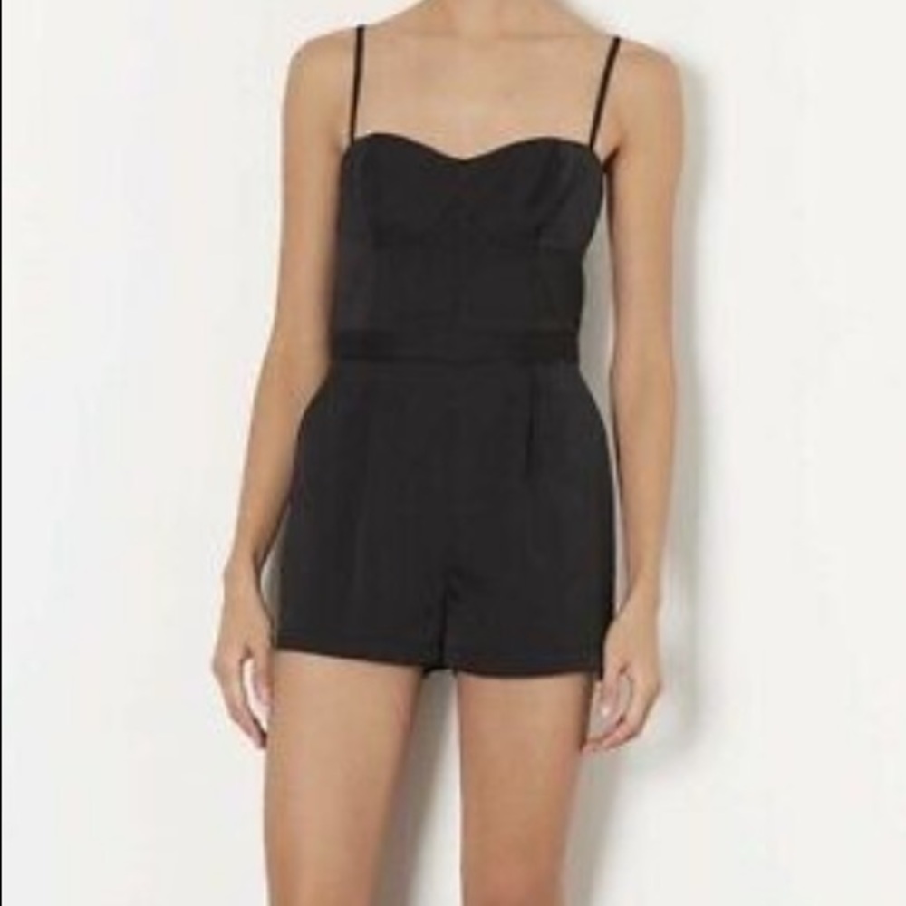Black romper, spaghetti strap.